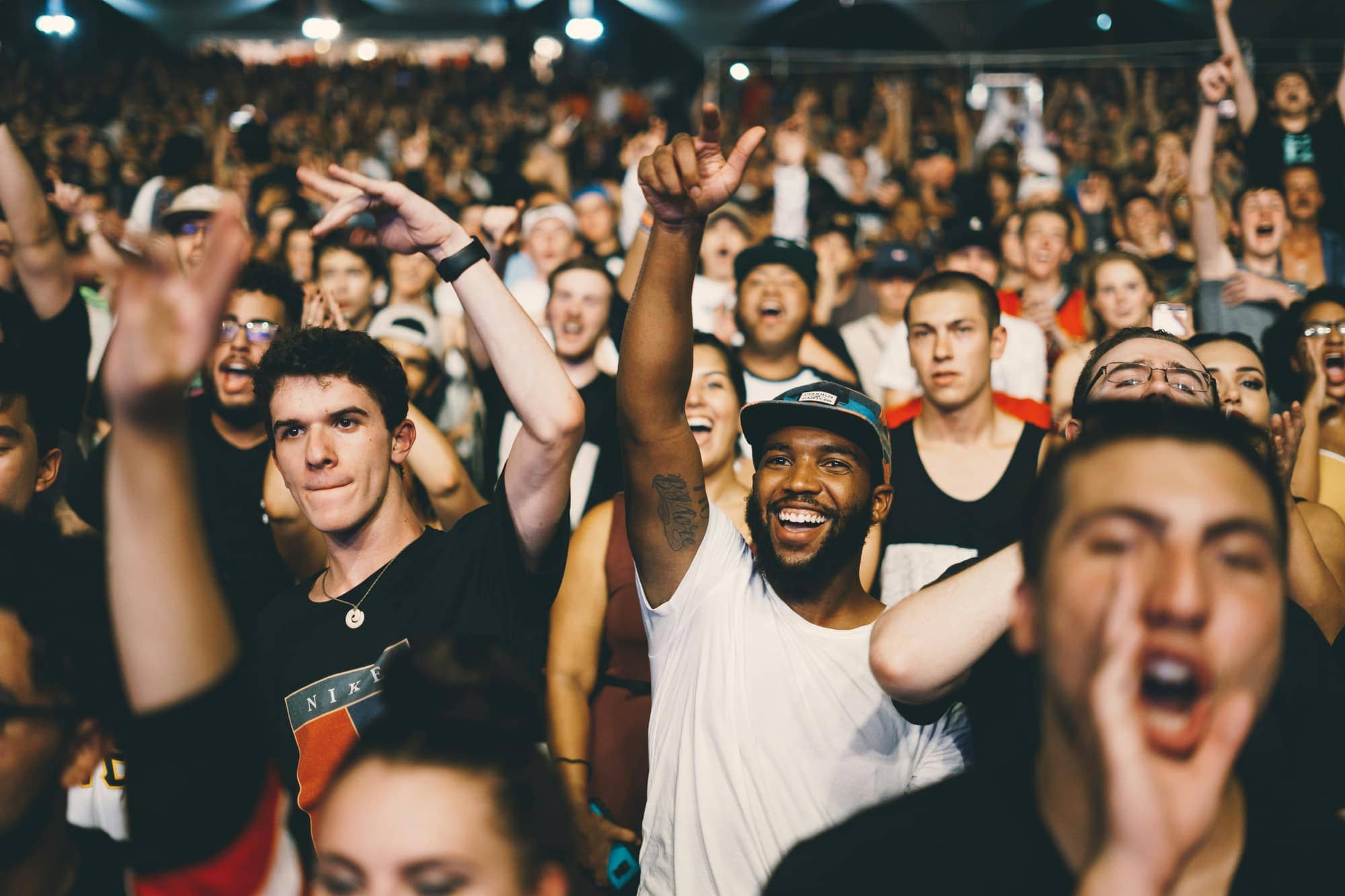 Fans cheering at a match